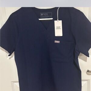 Figs Deep Blue V-Neck Scrub Top